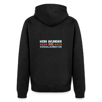 Kein Wunder, Bin Sozialarbeiter - Unisex Premium Bio Zip Hoodie - Schwarz - Hinten - Nico (187cm)