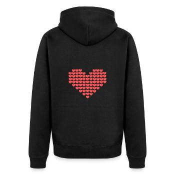 rotes Herz rot Herzen rosa Herz Geschenk Muttertag - Unisex Premium Bio Zip Hoodie - Schwarz - Hinten - Nico (187cm)