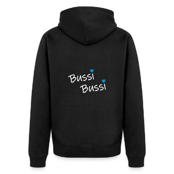 Bussi Bussi - Unisex Premium Bio Zip Hoodie - Schwarz - Hinten - Nico (187cm)