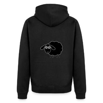 schwarzes Schaf - Unisex Premium Bio Zip Hoodie - Schwarz - Hinten - Nico (187cm)