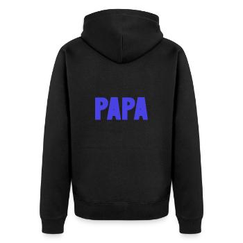 FROHER VATERTAG. PAPA. VATERTAG. VATER - Unisex Premium Bio Zip Hoodie - Schwarz - Hinten - Nico (187cm)