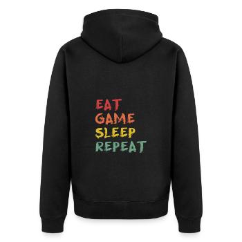Lustige Spiele für Spieler - Unisex Premium Bio Zip Hoodie - Schwarz - Hinten - Nico (187cm)