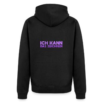 Ich Kann Das Zeichnen - Unisex Premium Bio Zip Hoodie - Schwarz - Hinten - Nico (187cm)