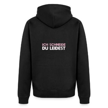 Ich Schneide, Du Leidest - Unisex Premium Bio Zip Hoodie - Schwarz - Hinten - Nico (187cm)