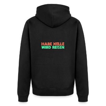 Habe Kelle, Wird Reisen - Unisex Premium Bio Zip Hoodie - Schwarz - Hinten - Nico (187cm)
