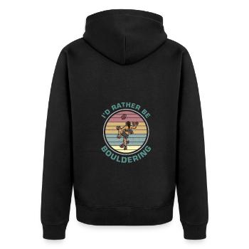 Bouldern Klettern Sportarten Turnhalle Wand - Unisex Premium Bio Zip Hoodie - Schwarz - Hinten - Nico (187cm)