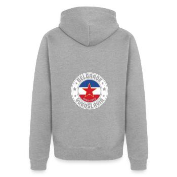 Jugoslavija Yugoslavia Jugo Tito SFRJ Jugoslawien - Unisex Premium Bio Zip Hoodie - Grau meliert - Hinten - Nico (187cm)
