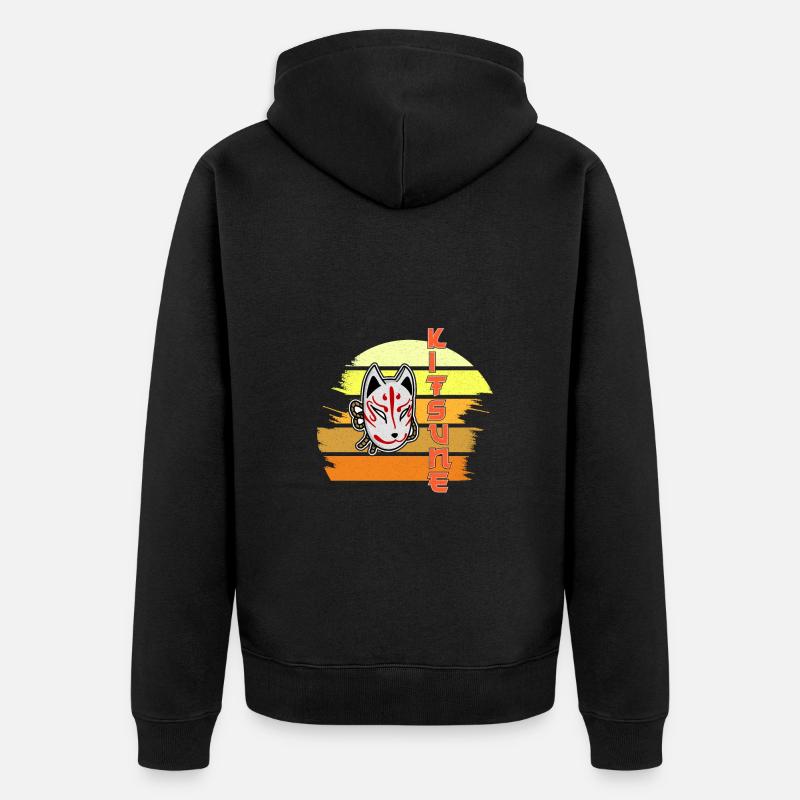 Masque japonais Tengu Hannya Kitsune - Veste à capuche bio Premium Unisexe - noir