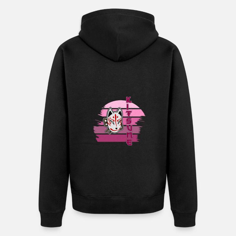Masque japonais Tengu Hannya Kitsune - Veste à capuche bio Premium Unisexe - noir