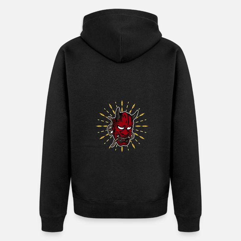 Masque japonais Tengu Hannya Kitsune - Veste à capuche bio Premium Unisexe - noir
