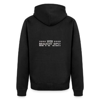 Wer Braucht GPS? Frag Den Mechaniker - Unisex Premium Bio Zip Hoodie - Schwarz - Hinten - Nico (187cm)