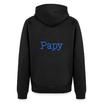PAPY. FÊTE DES PÈRES. BONNE FÊTE PAPY. JE T'AIME. - Veste à capuche bio Premium Unisexe - noir - Dos - Nico (187cm)