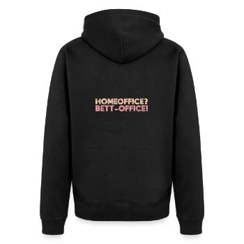 Homeoffice? Bett-Office! - Unisex Premium Bio Zip Hoodie - Schwarz - Hinten - Nico (187cm)