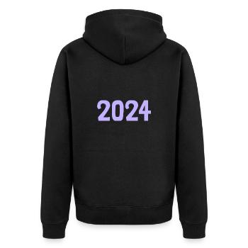ALLES GUTE ZUM NEUEN JAHR. SILVESTER. NEUJAHR. 2024 - Unisex Premium Bio Zip Hoodie - Schwarz - Hinten - Nico (187cm)