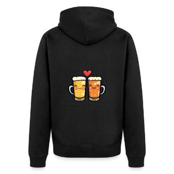 Bier Herz Liebe Party Niedlich - Unisex Premium Bio Zip Hoodie - Schwarz - Hinten - Nico (187cm)