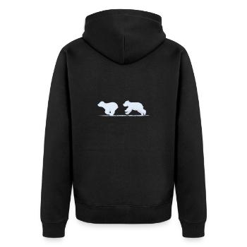 Bärenjunge-Brüder spielen im Eis - Unisex Premium Bio Zip Hoodie - Schwarz - Hinten - Nico (187cm)