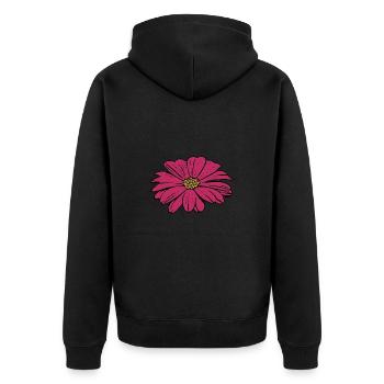 Blume Blüte rot violett - Unisex Premium Bio Zip Hoodie - Schwarz - Hinten - Nico (187cm)