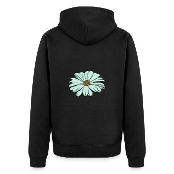 Blume hellblau blaue Blume - Unisex Premium Bio Zip Hoodie - Schwarz - Hinten - Nico (187cm)