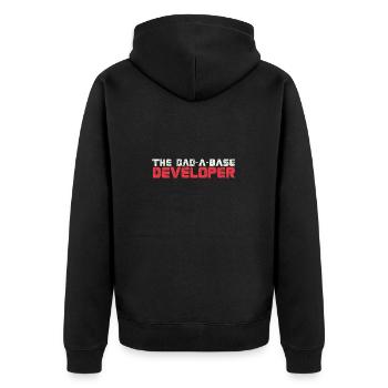 The Dad-A-Base Devloper - Unisex Premium Organic Zip Hoodie - black - Back - Nico (187cm)