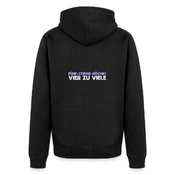 Fünf-Sterne-Köche? Vier Zu Viele - Unisex Premium Bio Zip Hoodie - Schwarz - Hinten - Nico (187cm)