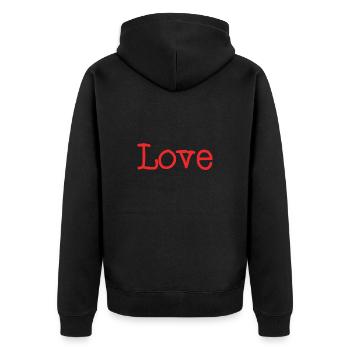 ICH LIEBE DICH. ICH HABE GERADE GEHEIRATET. Junggesellinnenabschied. VALENTINSTAG - Unisex Premium Bio Zip Hoodie - Schwarz - Hinten - Nico (187cm)
