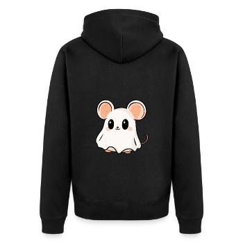 Maus Halloween Lustig Geist - Unisex Premium Bio Zip Hoodie - Schwarz - Hinten - Nico (187cm)
