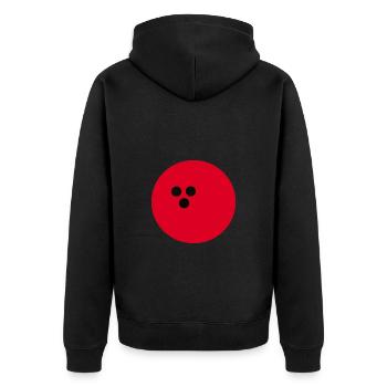 Bowlingkugel, Bowling rot - Unisex Premium Bio Zip Hoodie - Schwarz - Hinten - Nico (187cm)