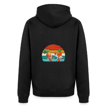 Karate Karotten - Unisex Premium Bio Zip Hoodie - Schwarz - Hinten - Nico (187cm)