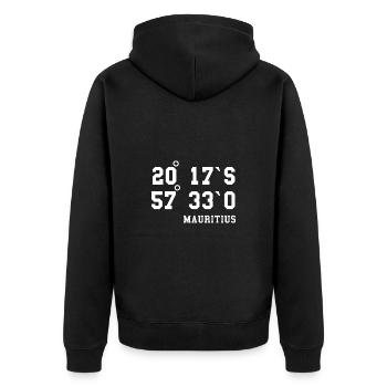 Mauritius Koordinaten Urlaub Design Idee - Unisex Premium Bio Zip Hoodie - Schwarz - Hinten - Nico (187cm)