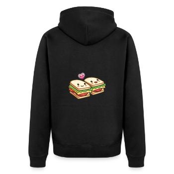 Sandwich Couple Amour Coeur Saint Valentin - Veste à capuche bio Premium Unisexe - noir - Dos - Nico (187cm)