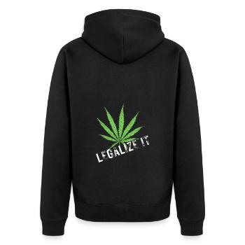 Legalize Weed Kiffer Shirt - Unisex Premium Bio Zip Hoodie - Schwarz - Hinten - Nico (187cm)
