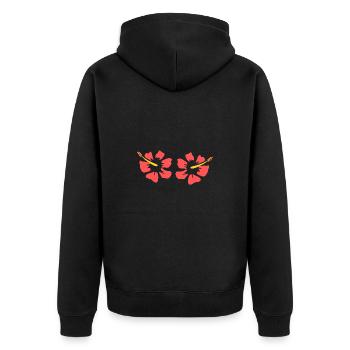 Hibiskus.Hibiskusblüten Hawaiiblume Urlaubsoutfit - Unisex Premium Bio Zip Hoodie - Schwarz - Hinten - Nico (187cm)