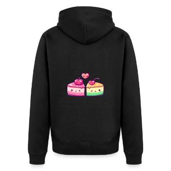 Cake Cake Couple Love Heart Valentine's Day - Unisex Premium Organic Zip Hoodie - black - Back - Nico (187cm)