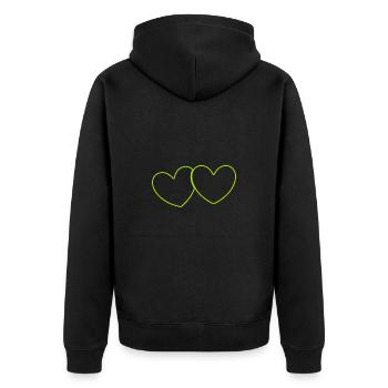 grünes Herz grün Paare Geschenk Valentinstag - Unisex Premium Bio Zip Hoodie - Schwarz - Hinten - Nico (187cm)