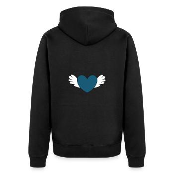 blue heart with wings valentine's day - Unisex Premium Organic Zip Hoodie - black - Back - Nico (187cm)