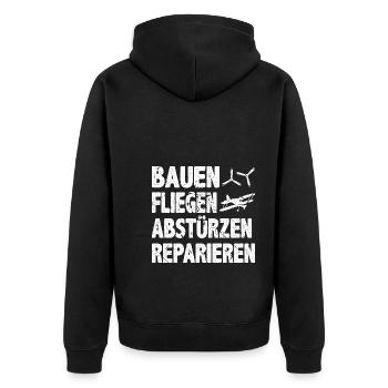 Modellflieger Pilot Modellbau RC Flugzeuge - Unisex Premium Bio Zip Hoodie - Schwarz - Hinten - Nico (187cm)