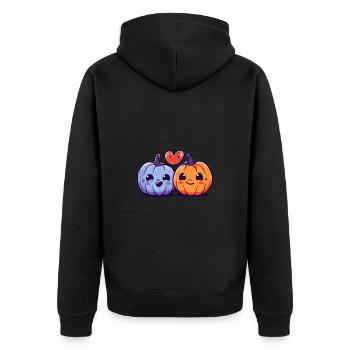 Couple de citrouilles amour coeur Saint-Valentin - Veste à capuche bio Premium Unisexe - noir - Dos - Nico (187cm)