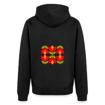 Années 70 Fleur Motif Rétro Hippie Fleurs Puissance - Veste à capuche bio Premium Unisexe - noir - Dos - Nico (187cm)