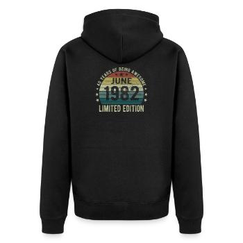 June Born 1982 40th birthday 40 years - Unisex Premium Organic Zip Hoodie - black - Back - Nico (187cm)