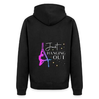 Aerial Silks Tänzer Aerialist Fun Aerial Yoga - Unisex Premium Bio Zip Hoodie - Schwarz - Hinten - Nico (187cm)