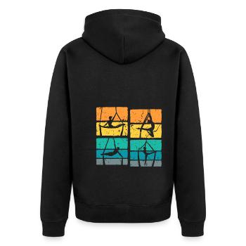 Retro Aerial Yoga Luftakrobatin - Unisex Premium Bio Zip Hoodie - Schwarz - Hinten - Nico (187cm)