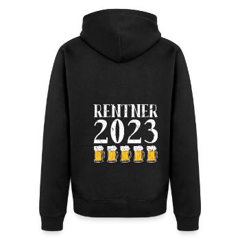 Rentner Bier Trinken Rente 2023 Ruhestand - Unisex Premium Bio Zip Hoodie - Schwarz - Hinten - Nico (187cm)