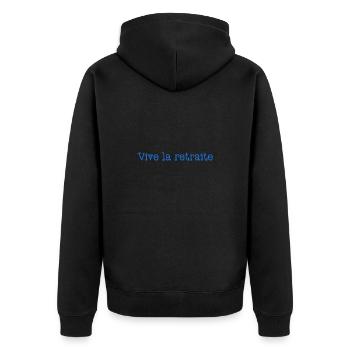RETRAITE. RETRAITE. RETRAITEE. RETRAITE - Veste à capuche bio Premium Unisexe - noir - Dos - Nico (187cm)