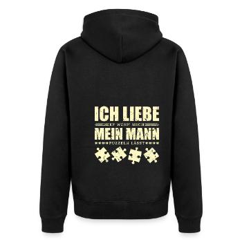 Puzzle Frauen - Unisex Premium Bio Zip Hoodie - Schwarz - Hinten - Nico (187cm)