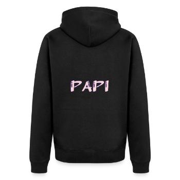PAPY. FÊTE DES PÈRES. BONNE FÊTE PAPY. JE T'AIME. - Veste à capuche bio Premium Unisexe - noir - Dos - Nico (187cm)