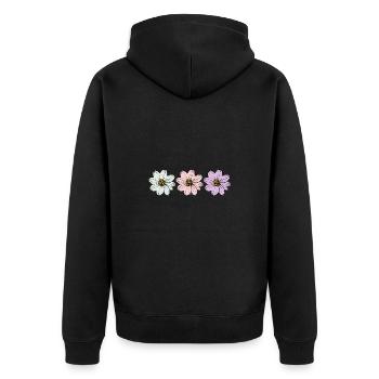 Blume pastell Blume Blumen pastell Blumen flieder - Unisex Premium Bio Zip Hoodie - Schwarz - Hinten - Nico (187cm)