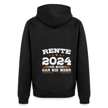 Rente 2024 Rentner - Unisex Premium Bio Zip Hoodie - Schwarz - Hinten - Nico (187cm)