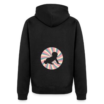 annonce de grossesse - Bebe drôle rétro - Veste à capuche bio Premium Unisexe - noir - Dos - Nico (187cm)