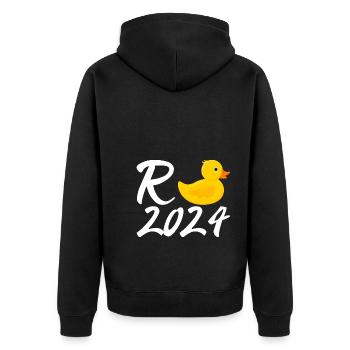 Rente 2024 Ente für Rentner Rentnerin Ruhestand - Unisex Premium Bio Zip Hoodie - Schwarz - Hinten - Nico (187cm)
