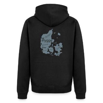 Dänemark Hygge Karte - Unisex Premium Bio Zip Hoodie - Schwarz - Hinten - Nico (187cm)